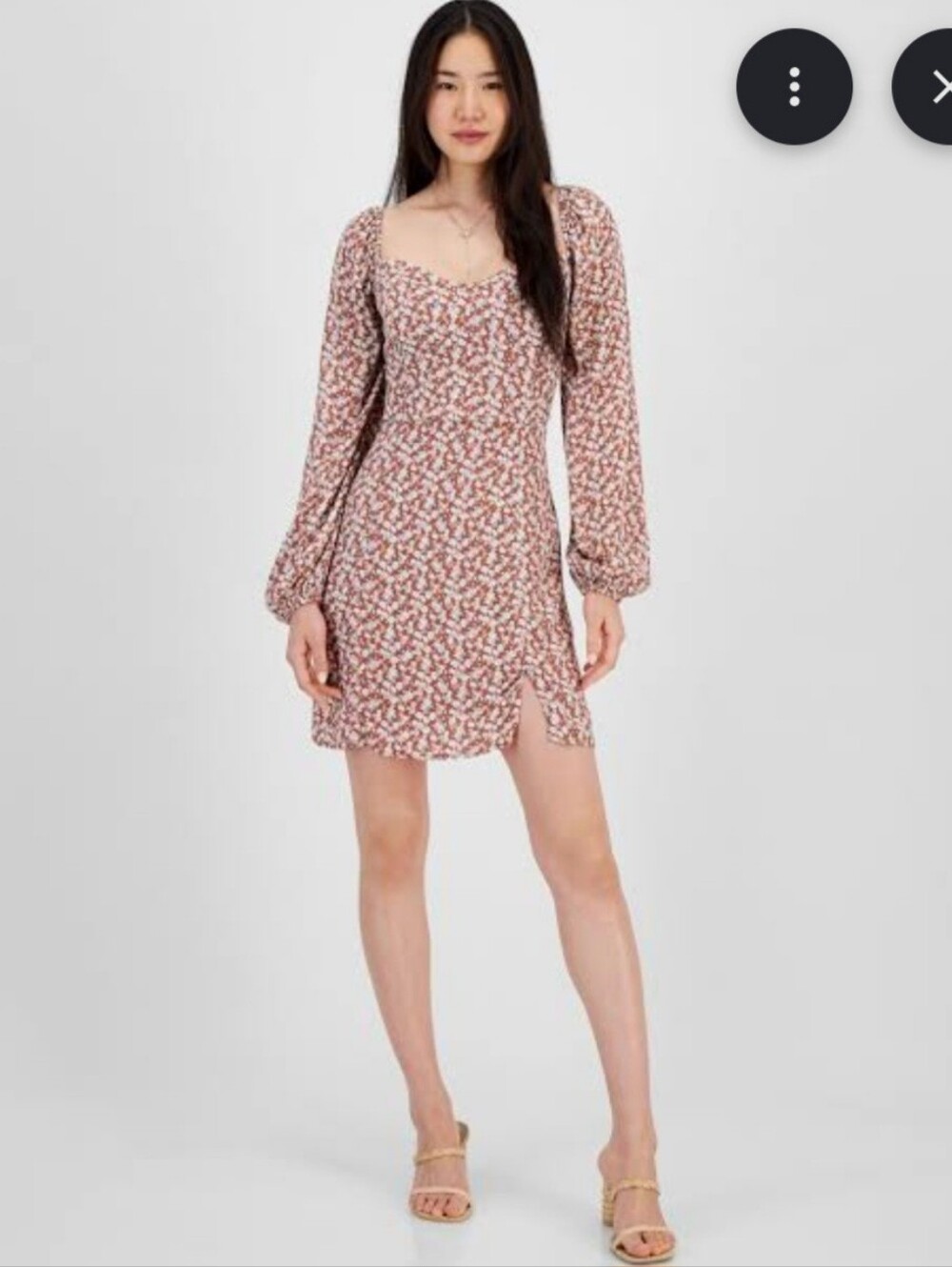 Cottagecore Floral Puff Sleeve Mini Dress XS Smocked Back